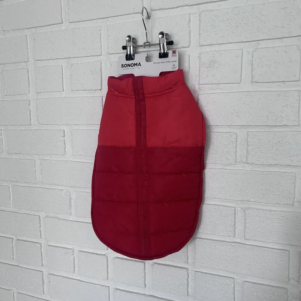 Dog Puffer Jacket Medium 20 - 35 Pounds Red Sonoma Msrp 39.99